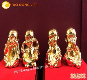 Bộ tượng đồng tứ không, đúc tượng tứ không mạ vàng mini 5cm