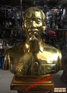 Tượng đồng bán thân Bác hồ mạ vàng đẹp