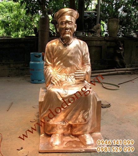 Tượng đồng toàn thân ngồi cao 60,80,1m.. chất liệu đồng đỏ đúc nguyên khối