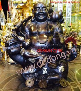 Tượng đồng di lặc cưỡi kỳ lân đồng cao 81cm đúc đồng