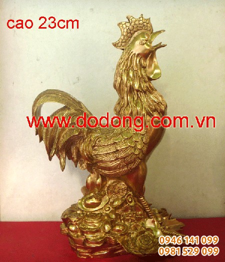 tượng đồng gà trống kim tiền 23cm đồng nguyên khối, đồng đẹp tại Hải Phòng, việt nam