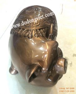 Tượng heo đồng chữ phúc, heo phong thủy dát vàng