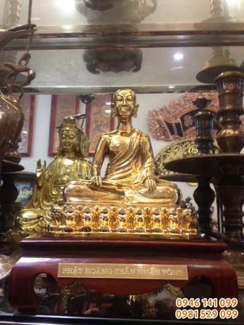 Tượng phật hoàng Trần nhân tông mạ vàng 24k