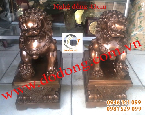 Đôi nghê đồng đỏ đúc nguyên khối 40cm - giá 16tr/ đôi