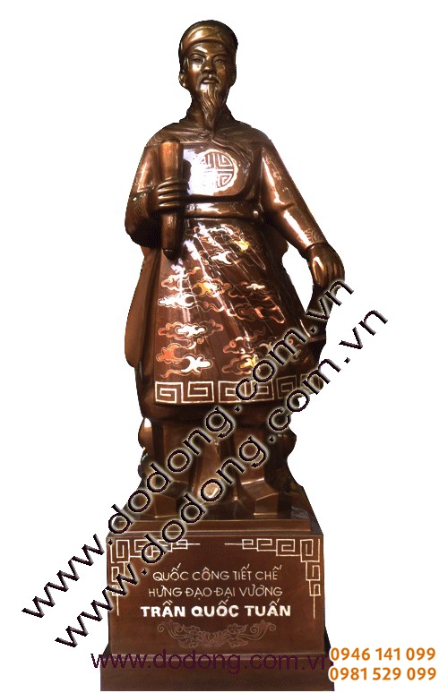 Trần quốc tuấn cao 60cm, khảm tam khí