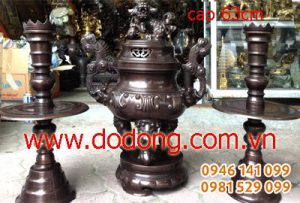 Đồ đồng tam sự hun màu 60cm đỉnh đồng hun