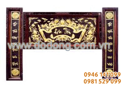 Bộ hoành phi Gia tiên thư pháp khung gỗ